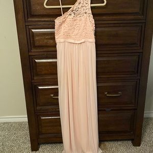 One shoulder dress, pink, long
